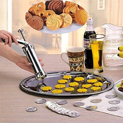 Cookie Press Maker Kit For Diy Biscuit Maker And Decoration With 8 Stainless Steel Cookie Discs And 8 Nozzles (Stainless Steel) #TOP1