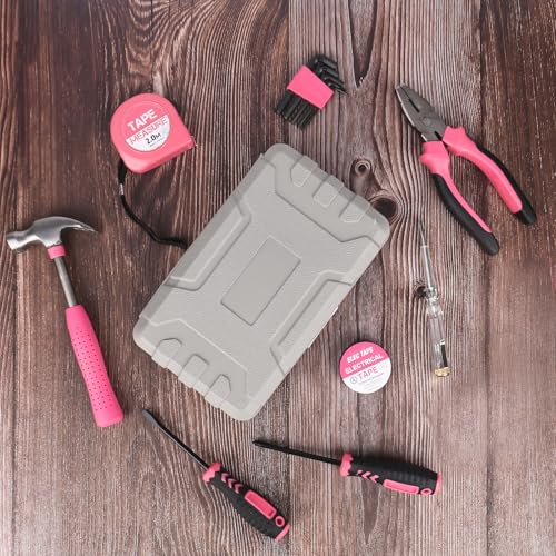 XTDMJ 12-teiliges rosa Werkzeugset, Haushalts-DIY-Werkzeugset, kleines Werkzeugset, Starter-Basic-Damen-DIY-Werkzeuge für Zuhause und Büro