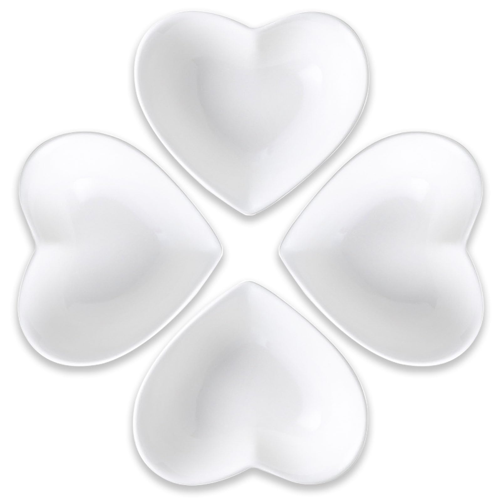 PIDUDU 4pcs Porcelain Heart Shaped Bowl,Cereal Bowls Salad Bowl Fruit Bowl for Serving Dishwasher & Microwave Safe for Soup,Breakfast, Oatmeal, Rice, Pasta, Salad (White)