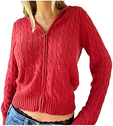 5665 Womens Cardigan Sweaters Hooded 