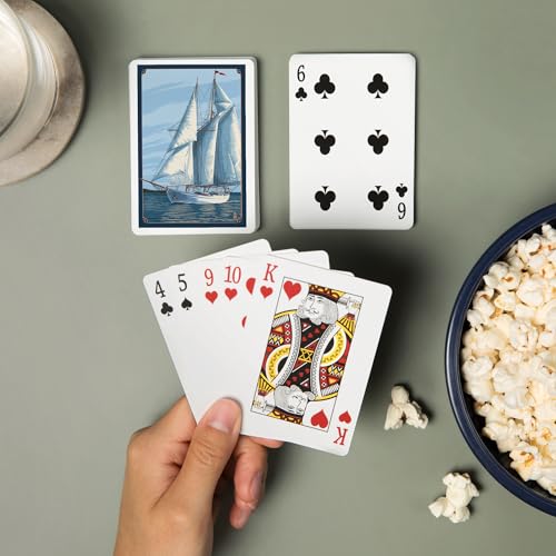 Baraja de póker Schooner Sailboat, 52 cartas para adultos miniatura 2