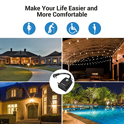 Dewenwils Wireless Remote Control Electrical Outlet Switch Outdoor Indoor Waterproof, 15 Amp Heavy Duty, 3-Prong Plug-In Outlet, 7 Inch Cord, 100 Feet Range, Pre-Programmed, Etl And Fcc Listed #TOP6