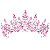 TOBATOBA Tiaras for Women, Pink Crystal Tiara Crowns for Women, Wedding Tiara for Bride Queen Crown, Royal Princess Quinceanera Headpieces for Birthday Prom Pageant Halloween Cosplay Accessories