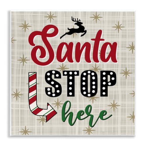 Retro Holiday Plaid Santa, 12 x 12 Inch Mounted Print on Wall Plaque