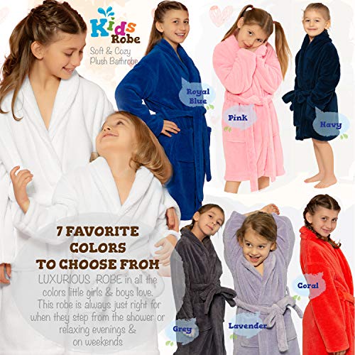 Kids Hooded Robe For Boys And Girls, Microfiber Soft Plush Shawl Bathrobe (Large / 9-12 Years, Pink) #TOP3