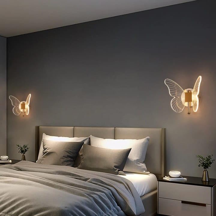 Image of blissbells Butterfly Designer LED Wall Light | Modern Decorative Wall Lamp with Warm White Glow | Luxury Gold Finish Wall Sconce for Bedroom, Living Room & Kids Room
