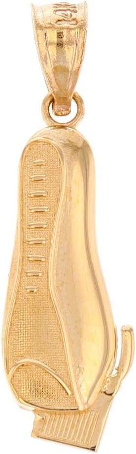 14k Yellow Gold Men's Electric Shaver Straight Edge Razor for Barber Pendant