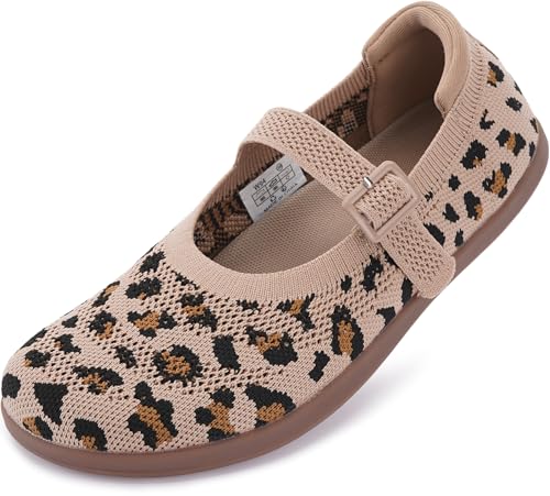WHITIN Women's Barefoot Mary Jane Flats + Wide Toe Box + Zero Drop Sole + Adjustable Straps