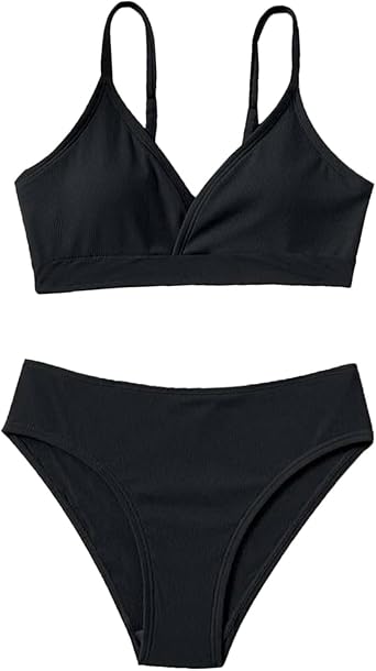 Girls Swimsuits 2 Piece Bikini Set Solid Color Spaghetti Straps Bathing Suit for Teen Girls Tankini Summer Beach Swimwear