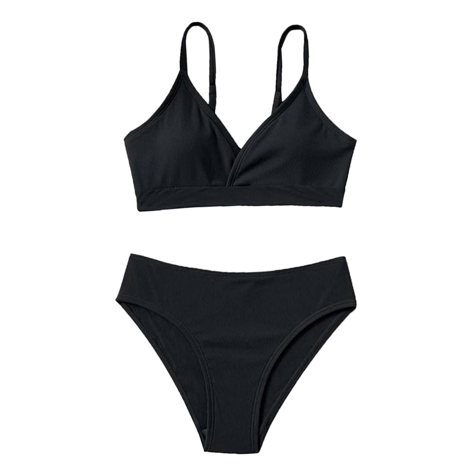 Girls 2 Piece Swimsuit Set Teen Girls Solid Color Triangle Bikini Set with Bra Padded Two Piece Bathing Suit Kids Beachwear Swimwear Swimming Set for Summer Holiday