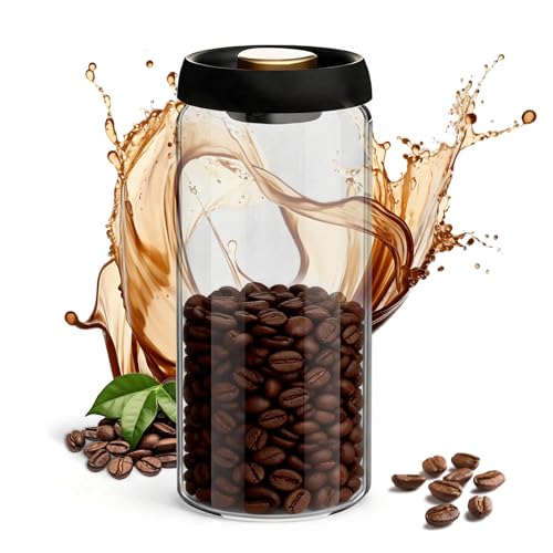 Gigmeta 1800ml Kaffeedose aus Borosilikatglas – Hält 850g Bohnen durch Einweg-CO2-Ventil röstfrisch, ideal auch als Vorratsglas für Tee, Nüsse, Kakao oder Müsli
