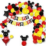 156 Pcs Cartoon Mouse Balloons Arch Garland Kit 18'' 12'' 10'' 5'' Foil Confetti Black Red Yellow White Latex Balloons for Mouse Theme Birthday Party Supplies Baby Shower Birthday Wedding Decoration …
