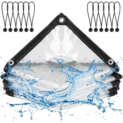 FOGAWA Lona Transparente Exterior 3 x 3 m Toldo Transparente, Lonas Impermeables Exterior con Ojales Plastico Invernadero para Plantas Invernadero Jardines Camiones Cenadores