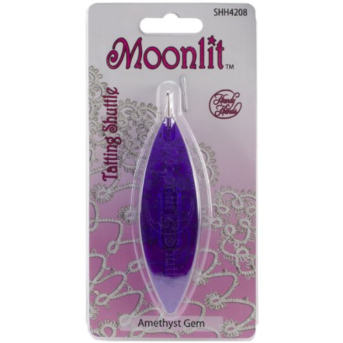 Handy Hands Moonlit Tatting Shuttle with Hook-Amethyst Gem