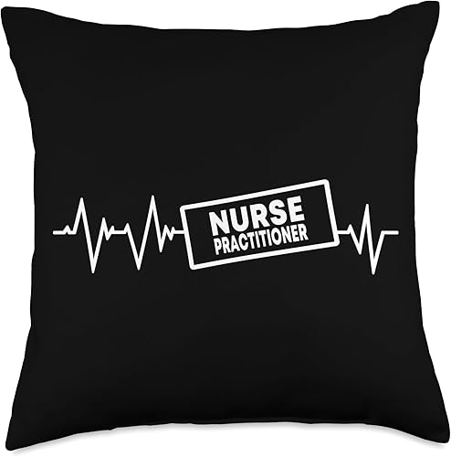 Nurse Practitioner Job Design NP Registered Nurses Practitioner Heartbeat Love NP - Almohada de enfermería, 18 x 18 pulgadas, multicolor