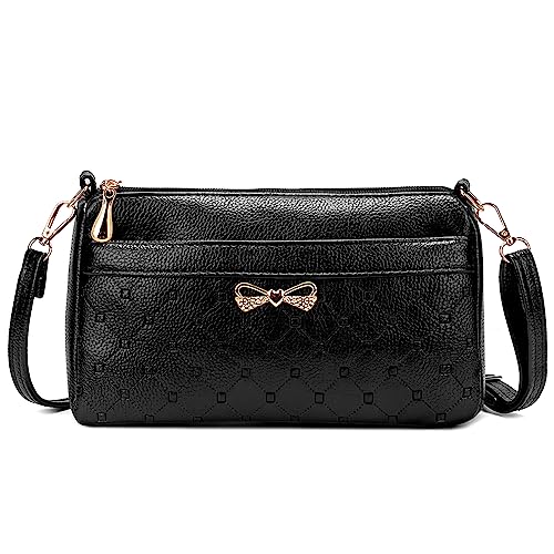 Women Small Handbags Square Leather Crossbody Bags Multi Pocket Shoulder Bag Ladies Elegant Change Purse