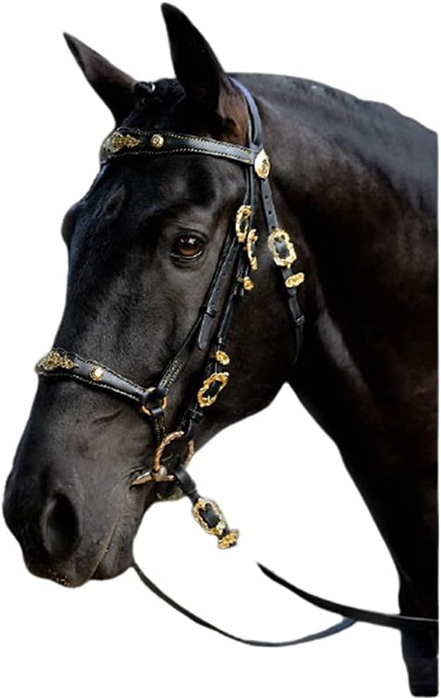 Licol cheval entraînement en cuir PU avec pièces métal pour ajustement parfait