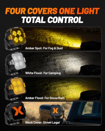 Image of WOLFBOX 3 Inch LED Pods, IP69K Off Road Ditch Lights | True 42w 4890lm, 4 Tactical Covers, 755ft Beam, Enhanced Cooling, Fog Lights, 5-Year Warranty, For Jeep Ford Utv Atv