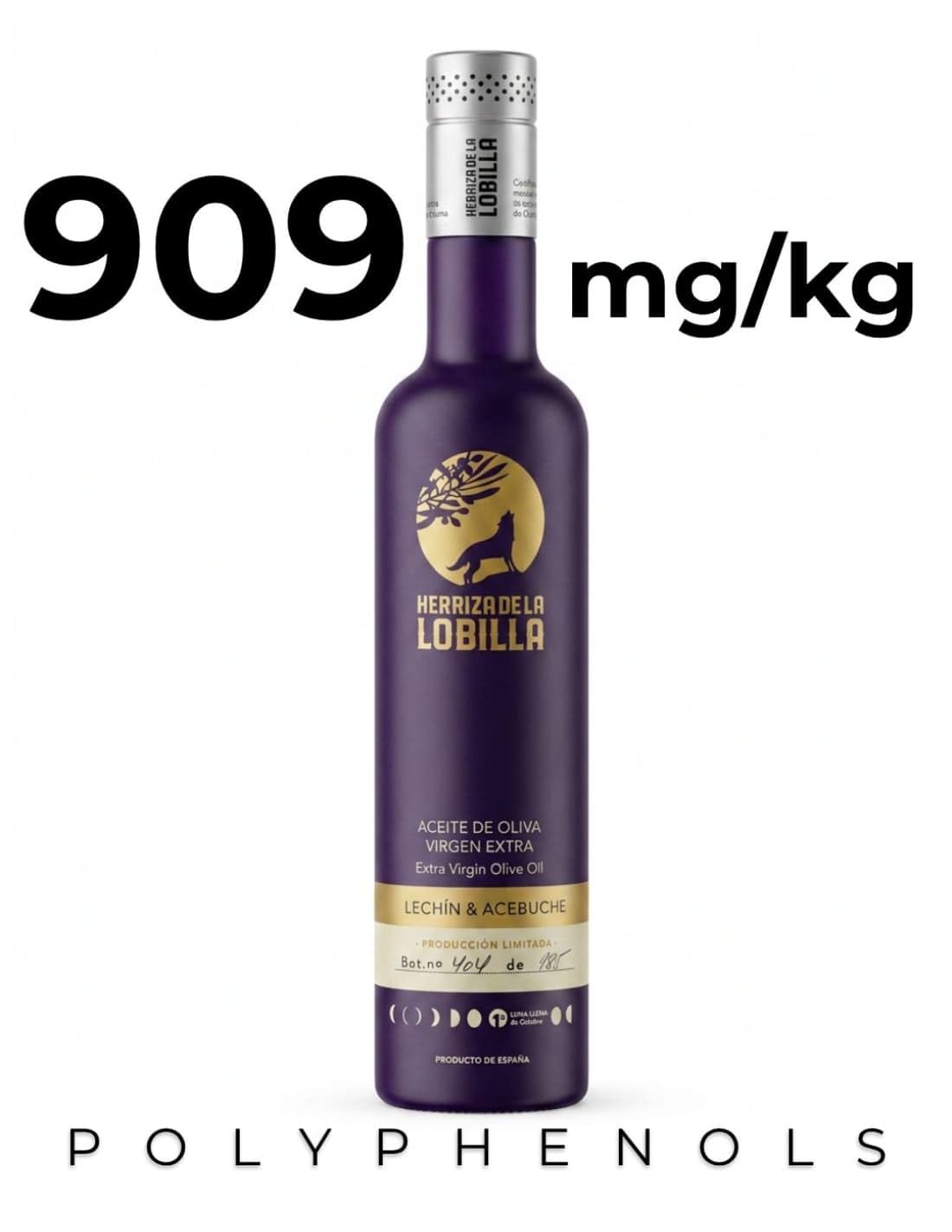 Herriza de la Lobilla | Huile d'olive extra vierge, variétés Lechin et Acebuche - Bouteille de 500 ml - Riche en polyphénols et en vitamine E