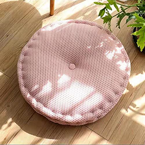 Meditation Floor Pillow, Round Floor Cushion with Handle, Breathable Mesh Pillows Seat Cushion Large Thick Meditation Cushion for Living Room Yoga Bedroom Sofa (16 x 16 Inch, Light Pink)