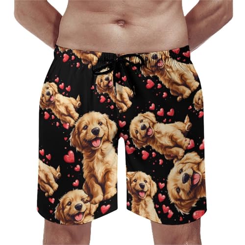 Love Dogs Labrador Retriever Men's Swim Trunks Quick Dry Board Shorts Hawaiian Beach Shorts With Pocket