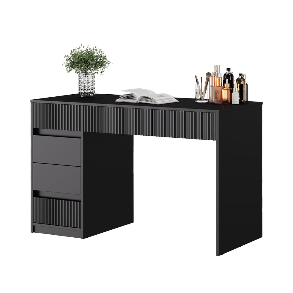 Vicco Schminktisch Omira, Schwarz, 120 cm | ohne Spiegel, Make-up, Tools & Schmuck sauber getrennt und sofort griffbereit