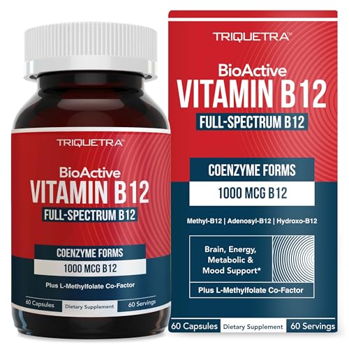 BioActive Vitamin B12 - 1000 mcg Contains All 3 Coenzyme Forms (Methyl Adenosyl & Hydroxy) Plus Methylfolate Cofactor | Supports Energy Metabolism & Mood | Vegan Non-GMO (60 Servings)