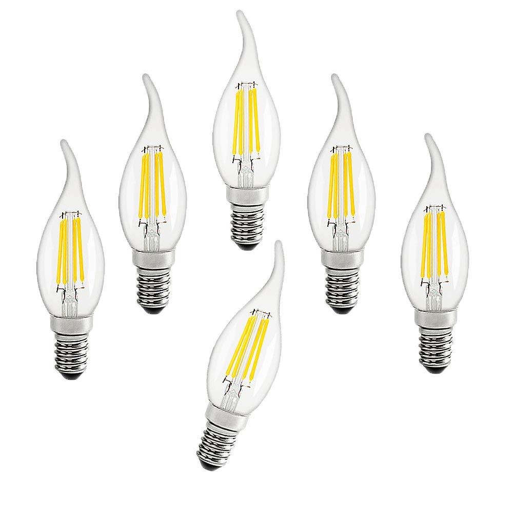 6x E14 LED-Kerzenlampen 4W (40W Äquivalent) – 6500K Kaltweiß, Nicht Dimmbar, 25.000h Lebensdauer