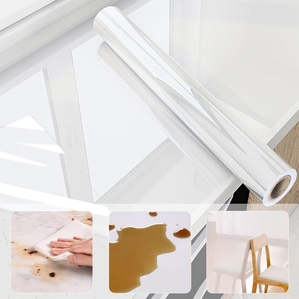 Film de protection mural transparent avec absorption électrostatique - 10 m x 40 cm - Protection contre les éclaboussures - Film de protection mural pour meubles -