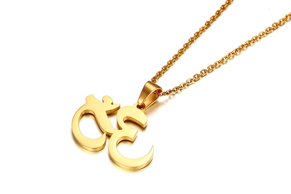 VNOX Acier inoxydable Om Mantra Indian Yoga Chakra Aum Bouddhisme Pendentif Collier pour hommes Femmes,Chaîne libre