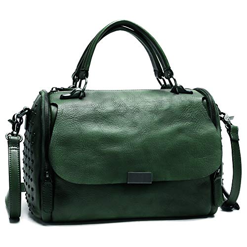 Ivtg Genuine Leather Satchel Bag For Women Vintage Handmade Top Handle Crossbody Handbag (Green) #TOP2