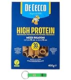 De Cecco Pasta High Protein Mezzi Rigatoni, Italienische Hartweizennudeln, 1 Packungen à 400g, Pasta aus 100% italienischem Hartweizen, + Beni Culinari Kostenloser Schlüsselanhänger