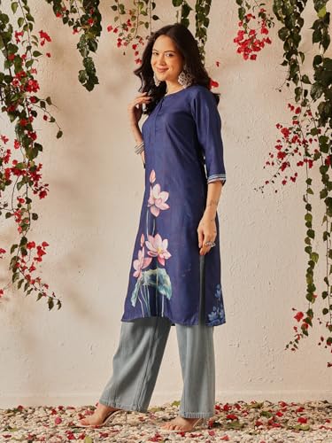 Image of Amazon Brand - Anarva Women's Cotton Printed Straight Kurti