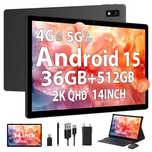 🎁【36GB RAM+512GB ROM+2TB TF Espandibile】Il tablet è dotato di 36GB RAM (12+24GB) +512GB ROM con supporto di memoria fino a 2TB; lanciate le app e il multitasking più velocemente con una commutazione fluida e priva di lag e un'ampia capacità di archiviazione per tutti i vostri file, foto e video.