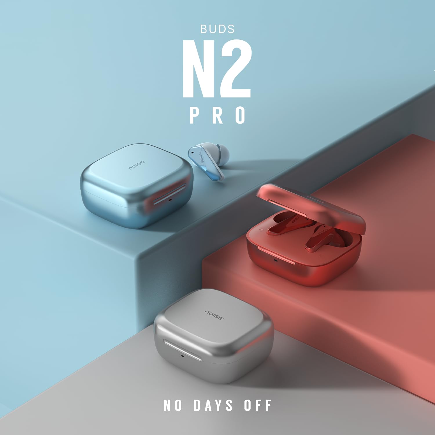 Noise Buds N2 Pro Truly Wireless Earbuds with ANC (Up to 32dB), 70H Playtime, Dual Pairing, InstaCharge (10 Min = 200 Min), Bluetooth v6.0, Metallic Finish – Arctic Blue — Amazon image 4