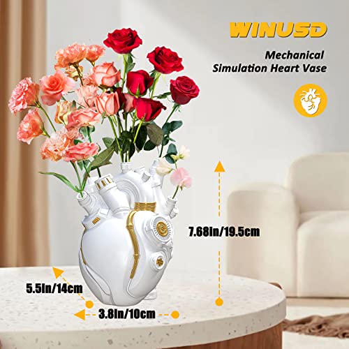 Large Anatomical Heart Vase, Mechanical Human Heart Vase Resin Creative Heart Vase Pot For Modern Art Decor Customized Table Ornament Home Shelf Table Decor Living Room Valentine's Day Gift (White) #TOP5