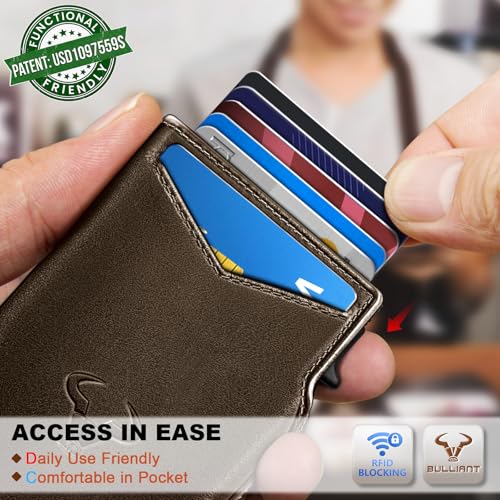 Image of BULLIANT Men Slim Leather Wallet Metal Case Money Clip-Magnetic Closure