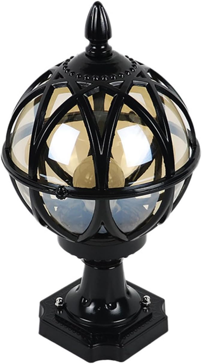 Post Lights Outdoor, Modern Pillar LED Fence Deck Cap Light Lantern Column Lamp E27 for Flat Surface Patio Garden Decoration Lighting, 3000K IP44 Waterproof, Glass Lampshade