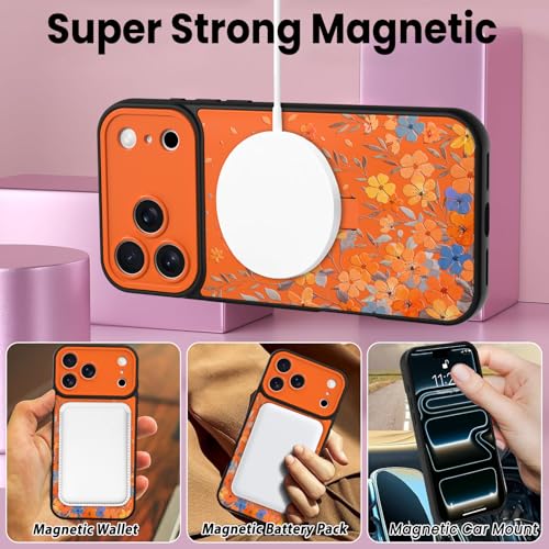 Coque MagSafe iPhone 17 Pro Max fleurie avec anneau support de transport