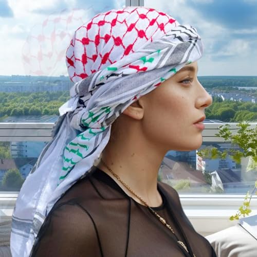 Palestine Scarf 53.9 * 53.9inch Polyester Arab Palestinian Keffiyeh Geometric Printed Saudi Dubai Turban for Men2
