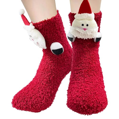 BINXWA idee cadeau femme chaussettes antidérapantes femme, chaussettes chaudes femme cadeaux noel, cadeau noel chaussettes femme hiver, chaussette antiderapante femme avec boîte cadeau