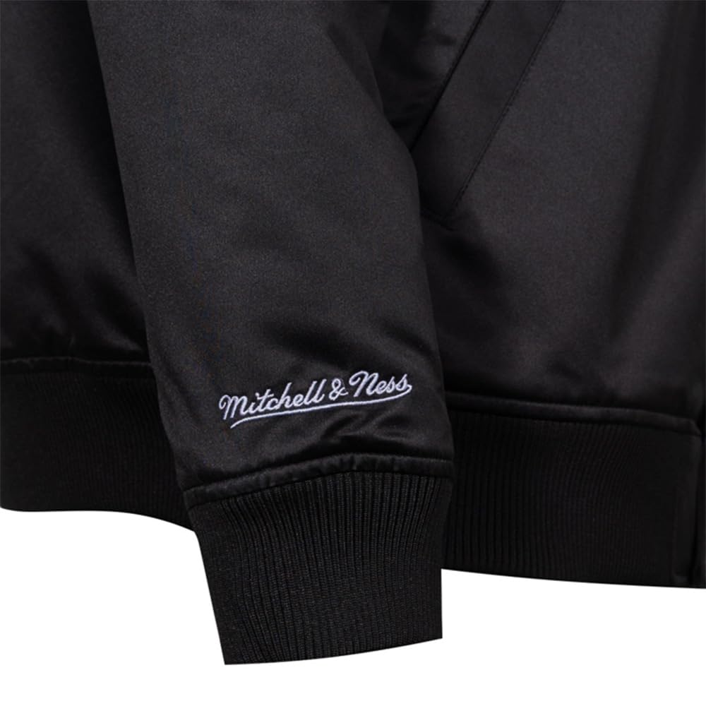 Mitchell & Ness NFL Blackout Retro Chaqueta universitaria | Mezcla de lana y poliéster | Mangas de PU | Parches y bordados AUZAVE210MSFen el pecho y las mangas | Puños acanalados en cuello