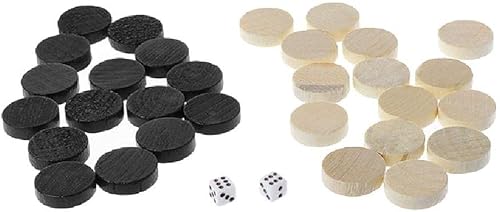 Youngy 30 piezas de ajedrez de madera de backgammon para borradores, damas y trozo de ajedrez de backgammon