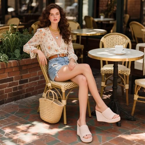 Image of VICKI.VICKI Women's Platform Sandals Wedge Ankle Strap Open Toe Sandals