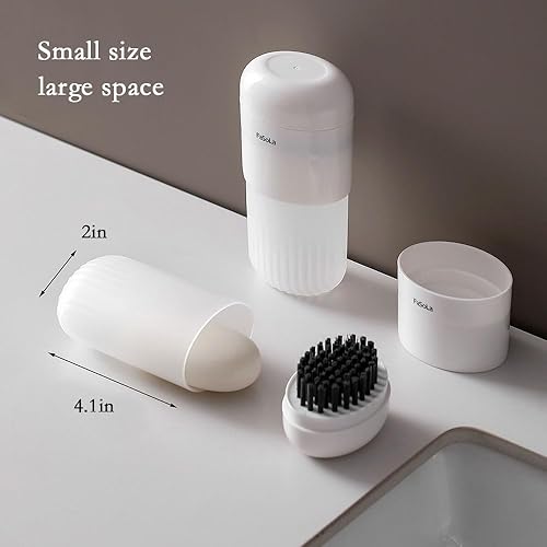 Miniatura 5 de Caja de jabón de viaje a prueba de fugas para ducha, contenedor de jabón portátil, plato con tapa para baño, soporte de jabón de viaje con cepillo