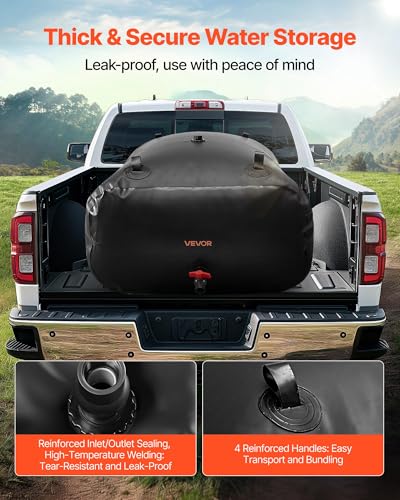 Image of VEVOR Water Storage Bladder, 142.7 Gallon (540L) Water Storage Container Tank, 1000D PVC Large Capacity Soft Bag Bladder, Collapsible Portable for Garden Irrigation, Camping, RV, Emergency Use - Black