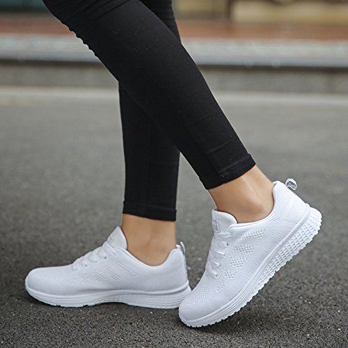 2007 Women's White Sneakers, Lace Up Tennis Shoes Running Shoes Comfort Casual Sneakers Orthotic Insole Arch Support Sneakers2
