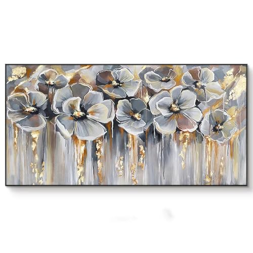 Tableau pivoine grand format pour salon chic et contemporain