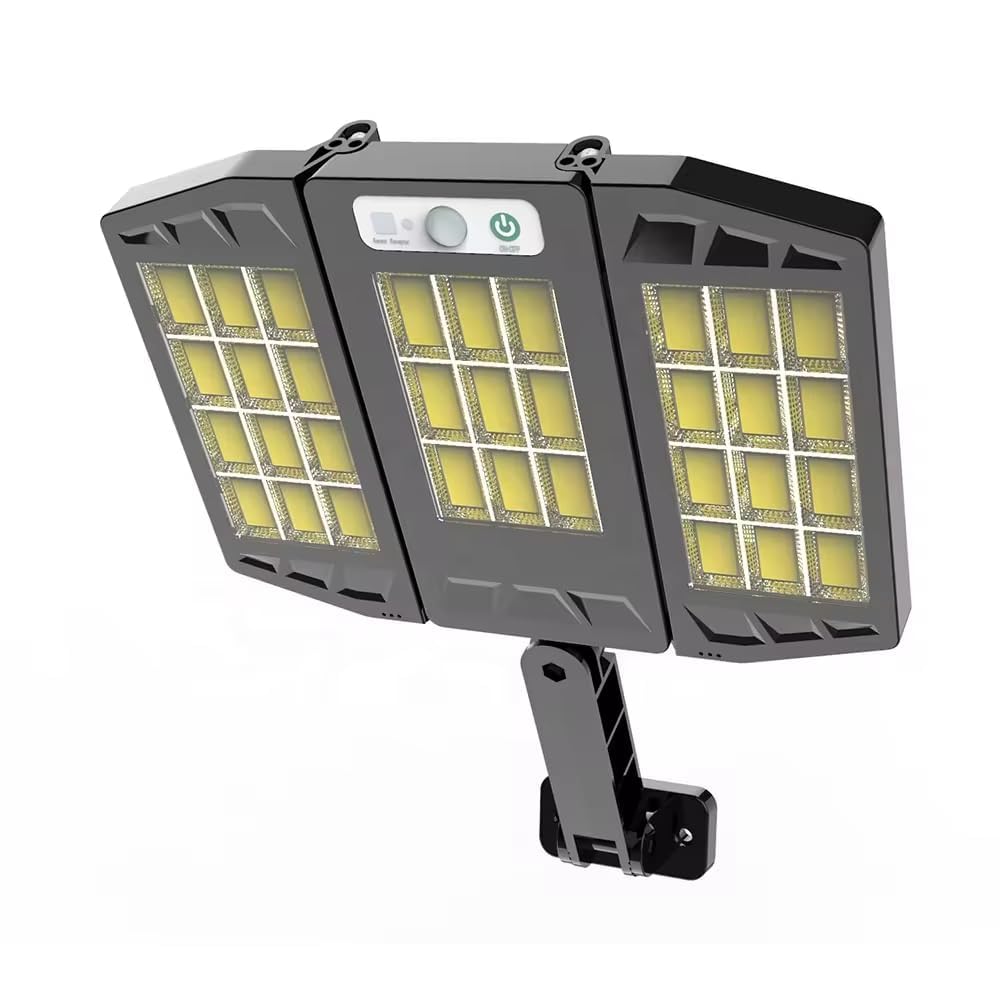 TRIVYOM Solar Street Light for Motion Sensor – 3 Heads 270° Wide Angle Solar Powered Flood 3 Modes Light for Yard, Fence, Garages LED Lights with Remote - 1Pcs, Black-image-9