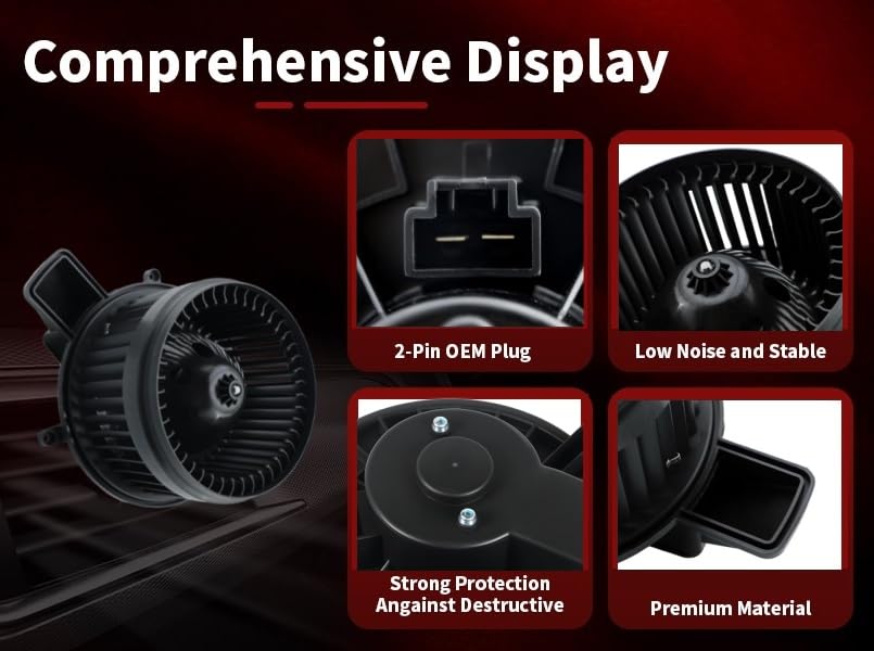 Image of Vetmor 700216 HVAC Heater Blower Motor Fan fits for 2008-2015 Chrysler Town & Country, 2011-2015 Jeep Grand Cherokee, 2011-2015 Dodge Durango, 2008-2015 Grand Caravan, Replace# 68079477AB, PM9353